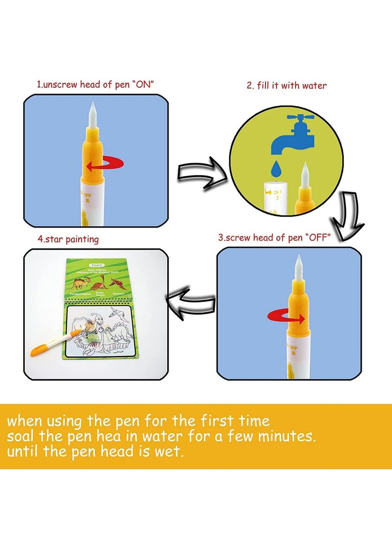 Mr. Penda 2 Pack Water Magic Colouring Book for Children, Painting Books for Alphabet and Transportation - Image 4