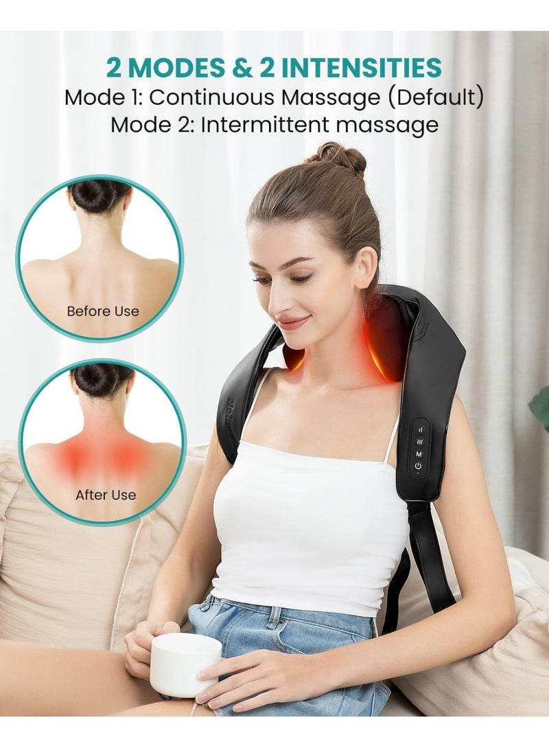 جهاز تدليك لاسلكي للرقبة والكتف بالحرارة المهدئة - مساج شياتسو عميق 4D - عملي ومثالي لتخفيف آلام الظهر والرقبة يومياً - Image 3