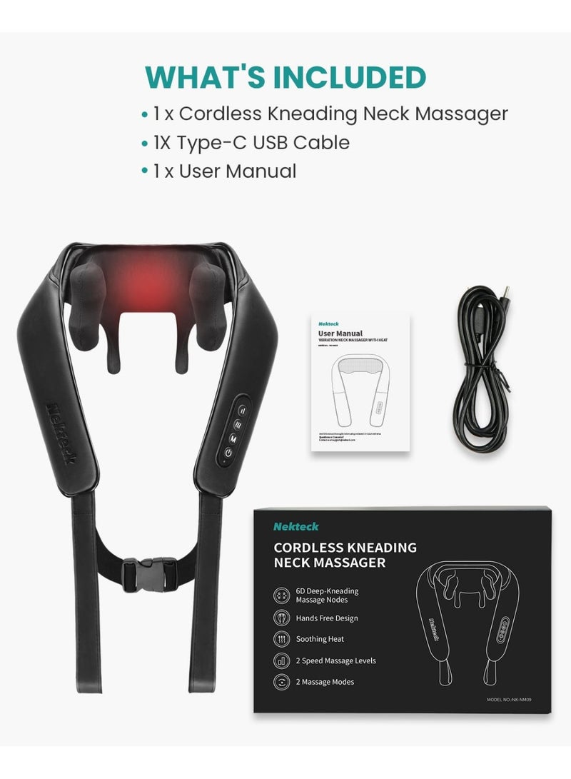 جهاز تدليك لاسلكي للرقبة والكتف بالحرارة المهدئة - مساج شياتسو عميق 4D - عملي ومثالي لتخفيف آلام الظهر والرقبة يومياً - Image 4