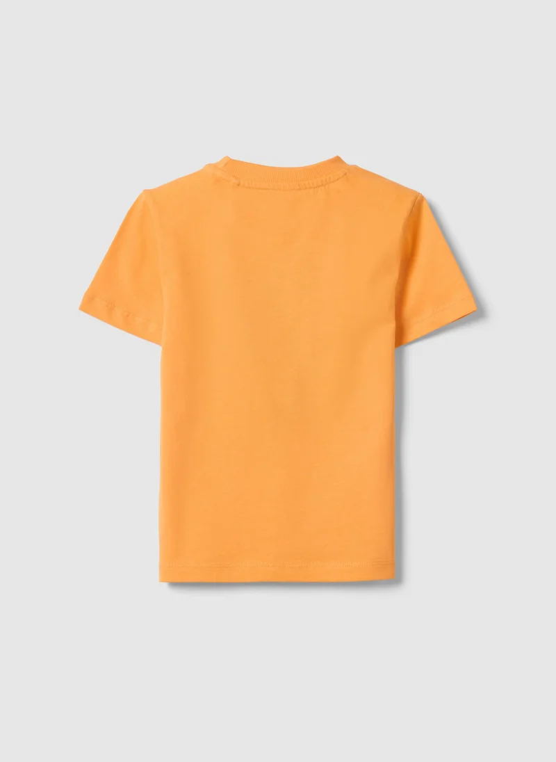 Ovs Ovs Kids' Oversized Orange Pure Cotton T-Shirt With Print