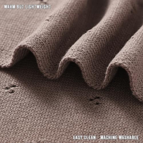 Bleu La La Organic Unisex Pointelle Receiving Swaddle Blanket for Boys & Girls - 100% Luxury Organic Soft Cotton Knit Warm Cozy Cuddle Stroller Blanket for Newborns, Infants, & Toddlers (Mocha) - Image 5