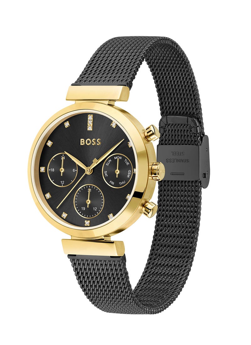 HUGO BOSS - Flawless Women's Black Dial, Ionic Plated Steel Wrist Watch - 1502627 - Image 1