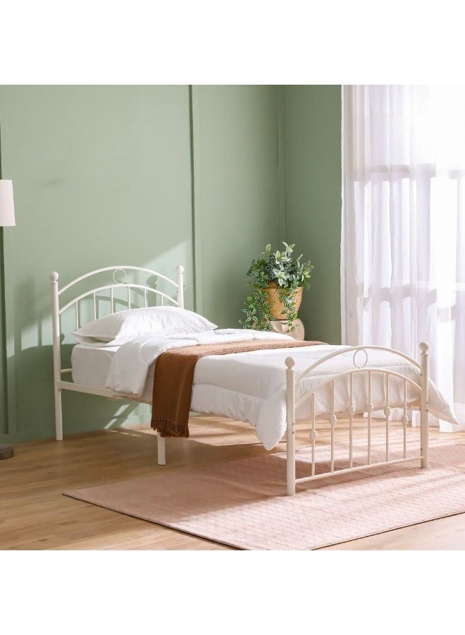 DANUBE HOME سرير مفرد معدني بيللا كيرف 90x200 | تصميم حديث للأطفال - أبيض - Image 1