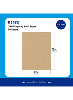 MARKQ [50 Sheets] Kraft Paper Sheets 50 x 75 Brown Gift Wrapping Paper for Shipping Packing Parcel Arts and Crafts - 50 Sheets - 80 GSM  - Image 2