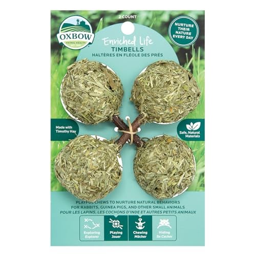 Oxbow Enriched Life Timbells Rabbit Toys Guinea Pig Toys Enrichment for Bunny Guinea Pig Hamster Rabbit Chinchilla Timothy Hay Chinchilla Cage Accessories Small Pet Accessories for Cage - Image 1