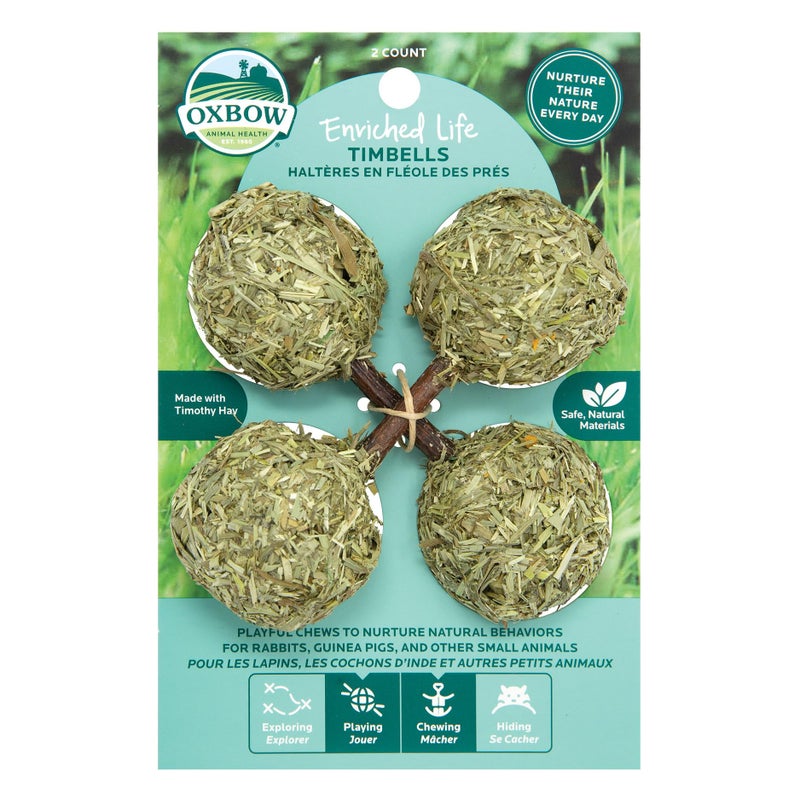 Oxbow Enriched Life Timbells Rabbit Toys Guinea Pig Toys Enrichment for Bunny Guinea Pig Hamster Rabbit Chinchilla Timothy Hay Chinchilla Cage Accessories Small Pet Accessories for Cage - Image 2