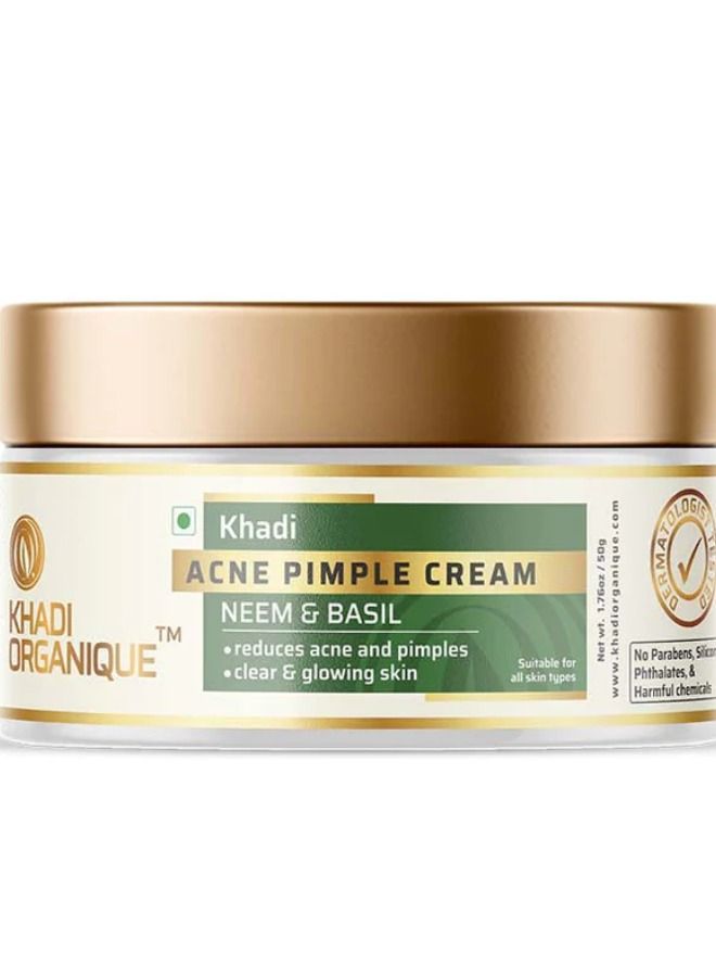 Khadi ORGANIQUE Khadi Organique Neem & Basil Acne Pimple Cream 50gm  - Image 1