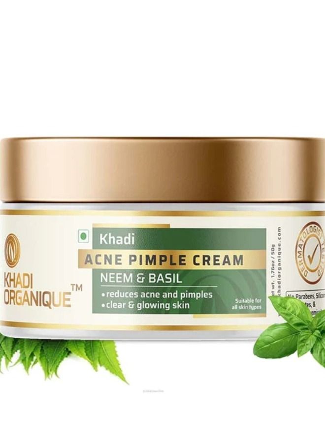 Khadi ORGANIQUE Khadi Organique Neem & Basil Acne Pimple Cream 50gm  - Image 2