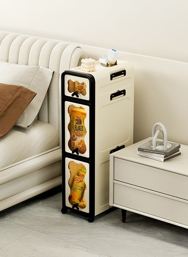 شو وو خزانة تخزين ضيقة بثلاث طبقات مع عجلات متحركة، أرفف قابلة للتعديل، مضادة للانقلاب، رفيعة، للمساحات الصغيرة، الحمام، المطبخ، خزانة زاوية أرضية لتخزين الحمام الصغير، خزانة تخزين ورق التواليت - Image 1