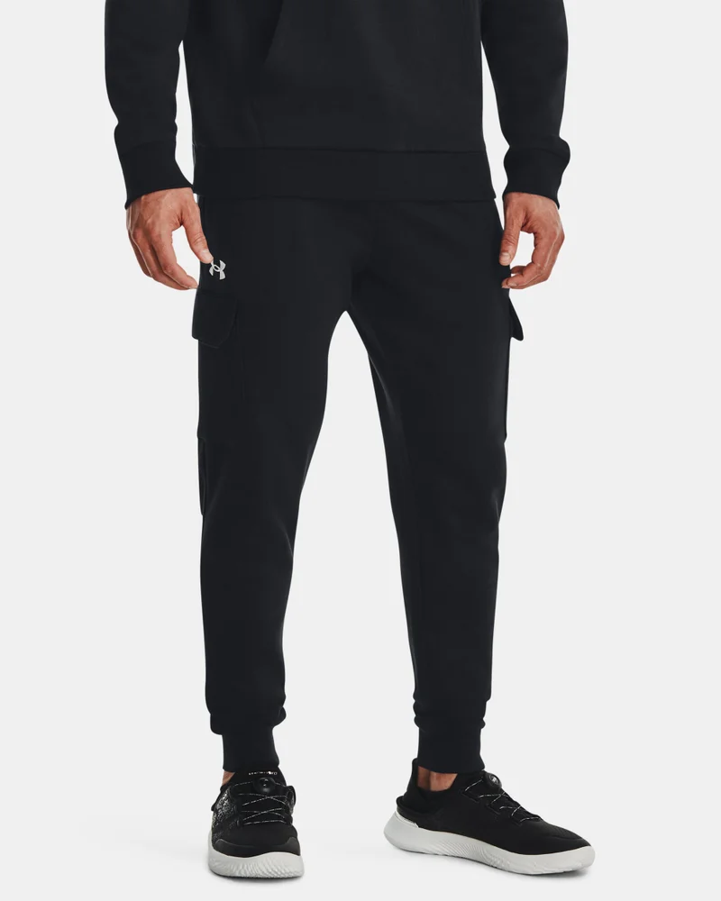 UNDER ARMOUR black Men's Rival Fleece Cargo Sweatpants for Men | Best Price UAE