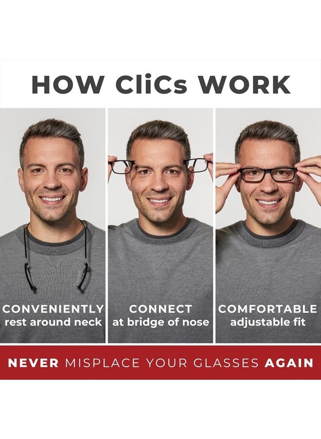 clic - Magnetic Reading Glasses, Computer Readers, Replaceable Lens, Original Long, (M-L, Black, 1.25 Magnification) - Image 1