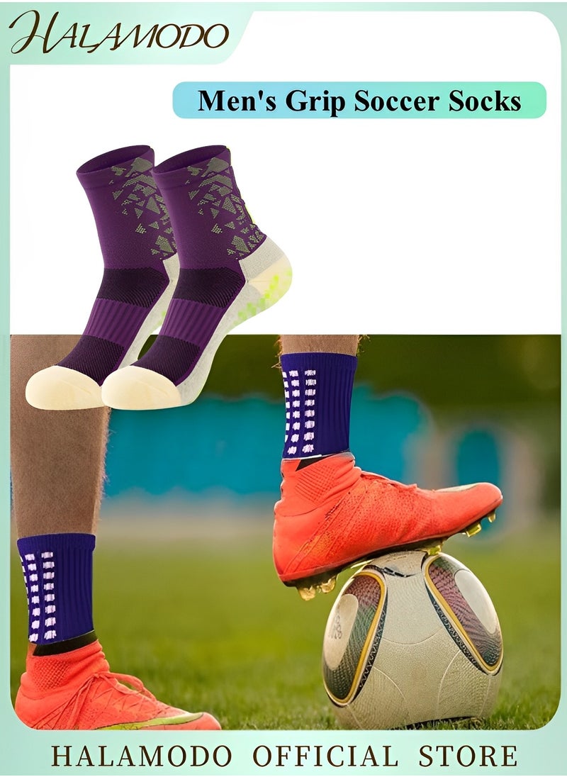 HALAMODO - Men's Grip Soccer Socks Anti Slip Non Slip Athletic Socks Sports Socks for Football Basketball Sports Hockey Rugby Sports - Image 1