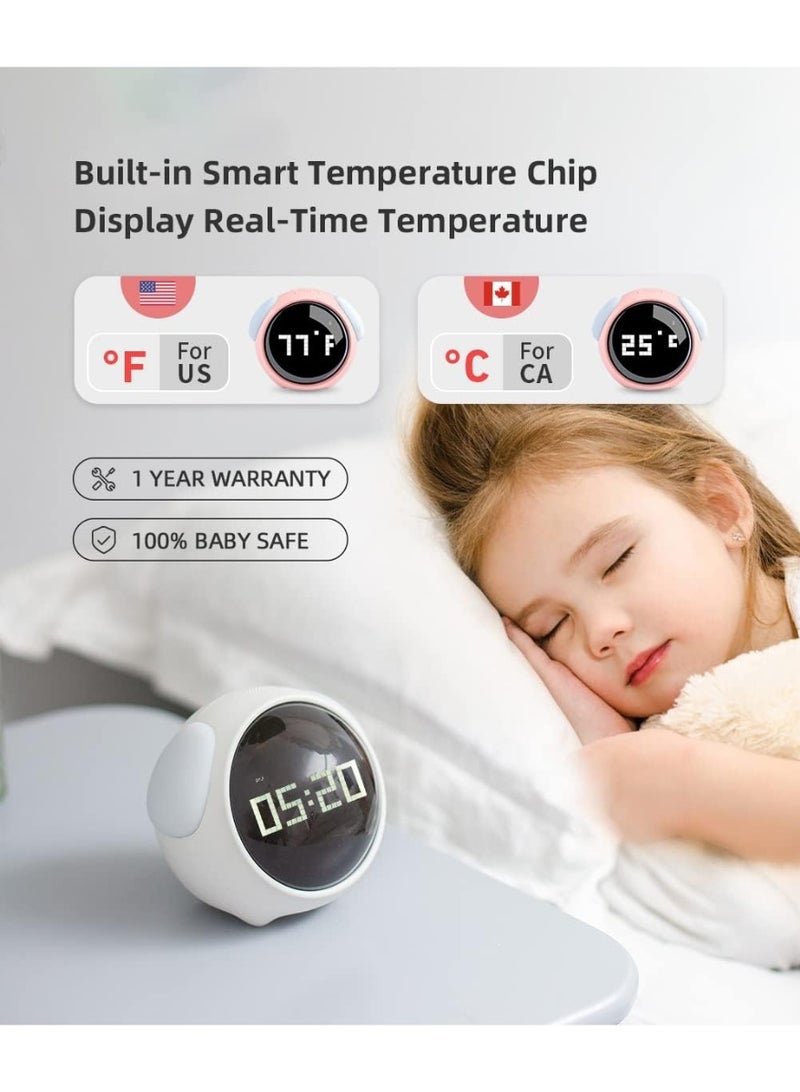 Cute Kids Alarm Clock, Dual Alarm Voice Activated Night Light with Temperature Detection & Snooze Mode - Image 2