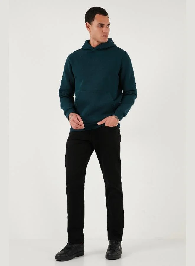 بوراتي سويت شيرت رجالي بقلنسوة وجيب كنغر فرو ناعم من بوراتي