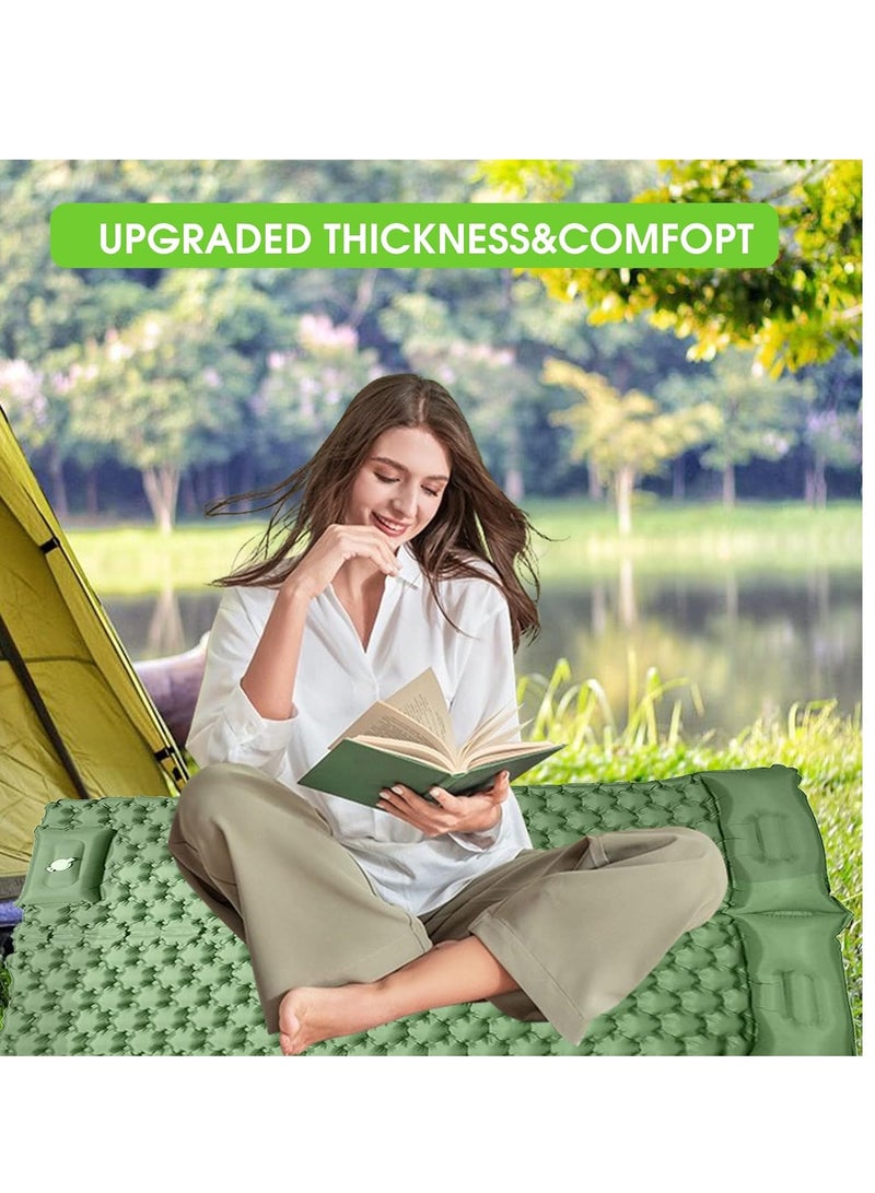 وسادة نوم للتخييم خفيفة الوزن، سمك 10 سم، مضخة قدم مدمجة، للمشي لمسافات طويلة، والسفر، والخيمة، وبساط التخييم المحمول (سرير مزدوج) - Image 4