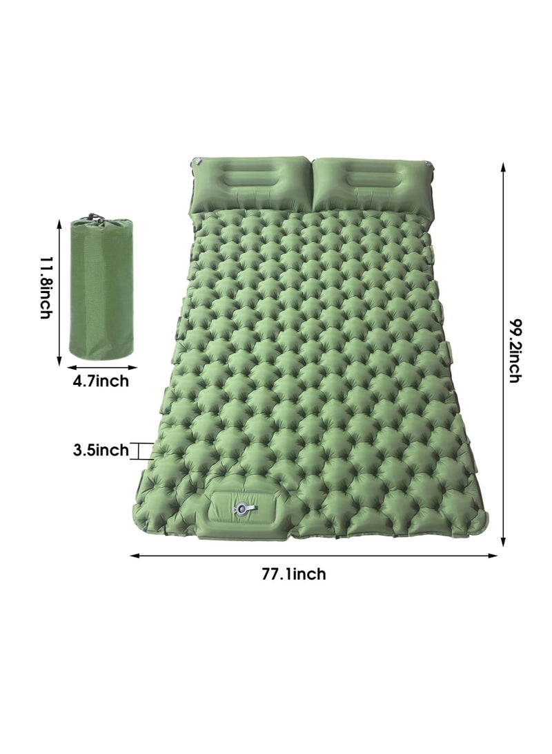 وسادة نوم للتخييم خفيفة الوزن، سمك 10 سم، مضخة قدم مدمجة، للمشي لمسافات طويلة، والسفر، والخيمة، وبساط التخييم المحمول (سرير مزدوج) - Image 2