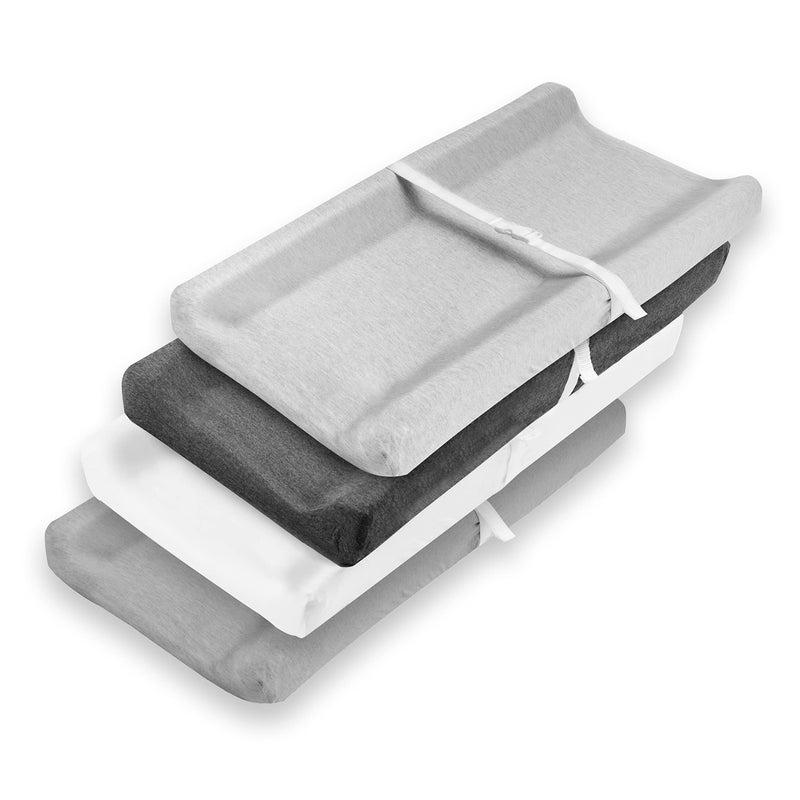 Changing Pad Cover Baby Changing Pad Covers 4 Pack Boy or Girl Changing Pad Cover Pure Cotton Machine Washable Solid Grey and White Changing Table Cover Diaper Changing Sheets