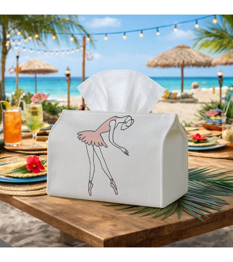صندوق مناديل باليه بسيط 18 × 11 × 13 سم، وردي ناعم، للمنزل والمطبخ والسيارة - Image 2
