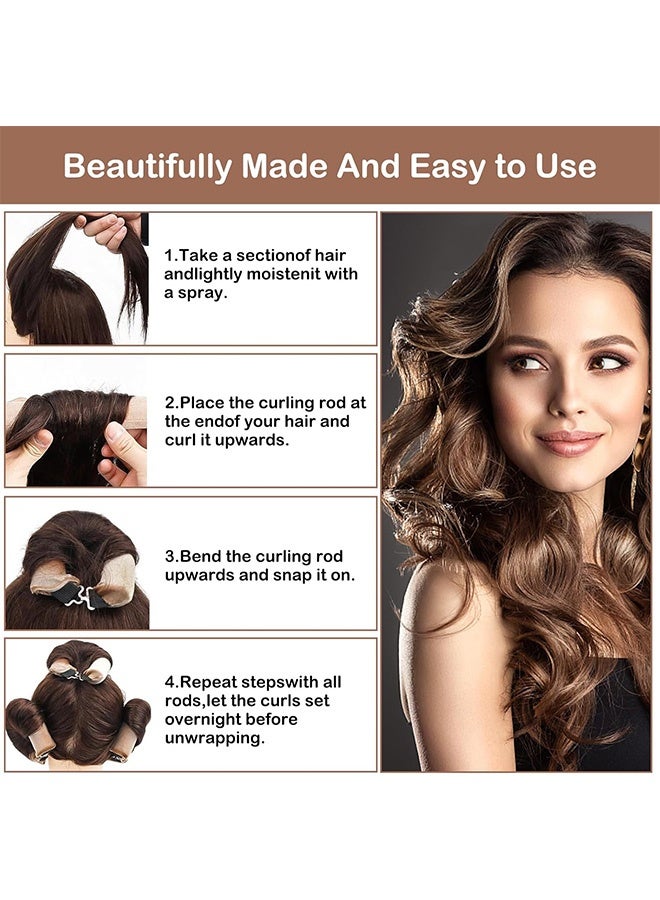3 PCS Heatless Hair Curler Rods with Hook  Heatless Curling Rod for All Hair Types No Heat Curlers to Sleep in (Light Brown) - Image 4
