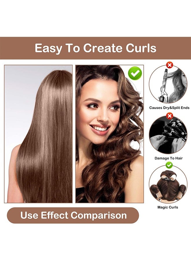 3 PCS Heatless Hair Curler Rods with Hook  Heatless Curling Rod for All Hair Types No Heat Curlers to Sleep in (Light Brown) - Image 2
