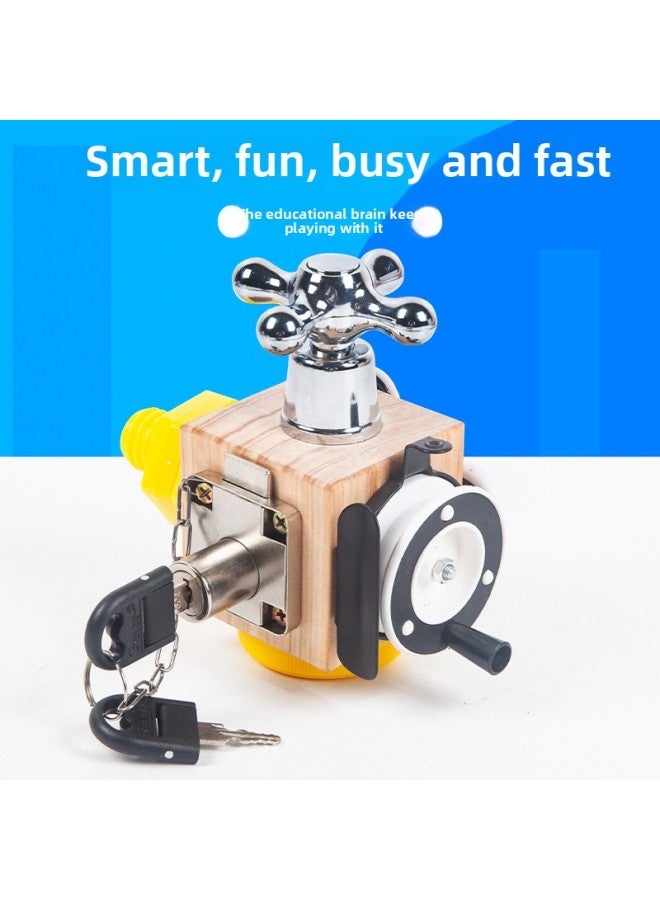 Coax Baby Artifact Busy Block Montessori Puzzle Hands-on Ability Logical Thinking Cognitive Simulation Unlock Wooden Toys-Color:Cognitive Handcrank Busy Block  - Image 1