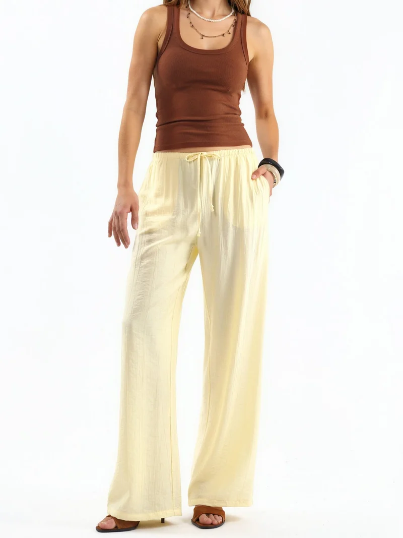 بوسيم BUSEM Women's Wide-Leg Woven Trousers