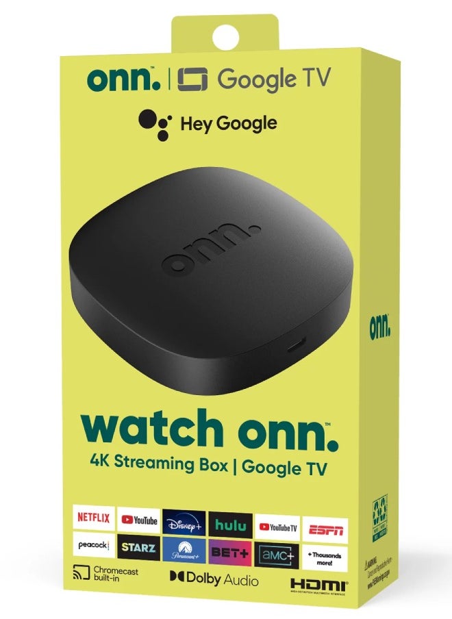 ONN - Google TV 4K Streaming Box With Built-in Chromecast & Remote Control - Image 1