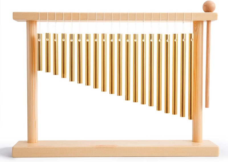 ENNBOM 20 Note Chime Table Top Bar Chime Wind Chime 20 Bars Instrument Percussion with Mallet (Gold) - Image 1