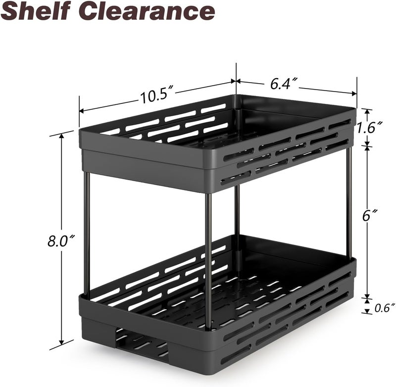 DABIGE Pull Out Spice Rack Organizer for Cabinet, 2 Pack Widen Slide Out Spice Racks Organizer, Spice Cabinet Organizers, Cabinet Size Need:12'' Highx11'' Deepx6.75'' Wide,Hold 15 Spice Jar Each Tier-2Tier - Image 4
