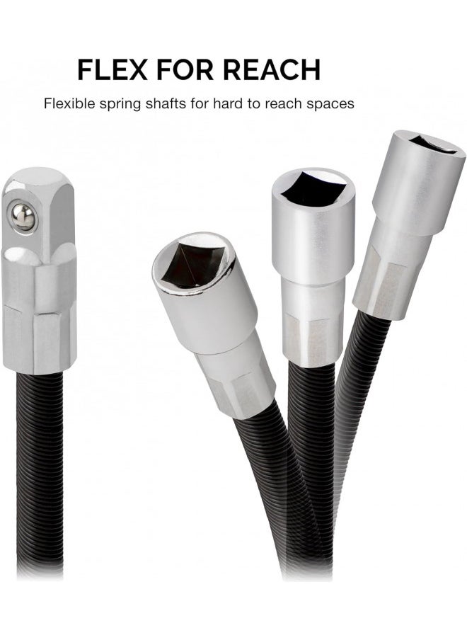 Neiko - NEIKO 00239A Flexible Extension-Bar Set, 1/4-Inch and 3/8-Inch Drives, Flexible Socket Extension Bars, 2-Piece Set - Image 1