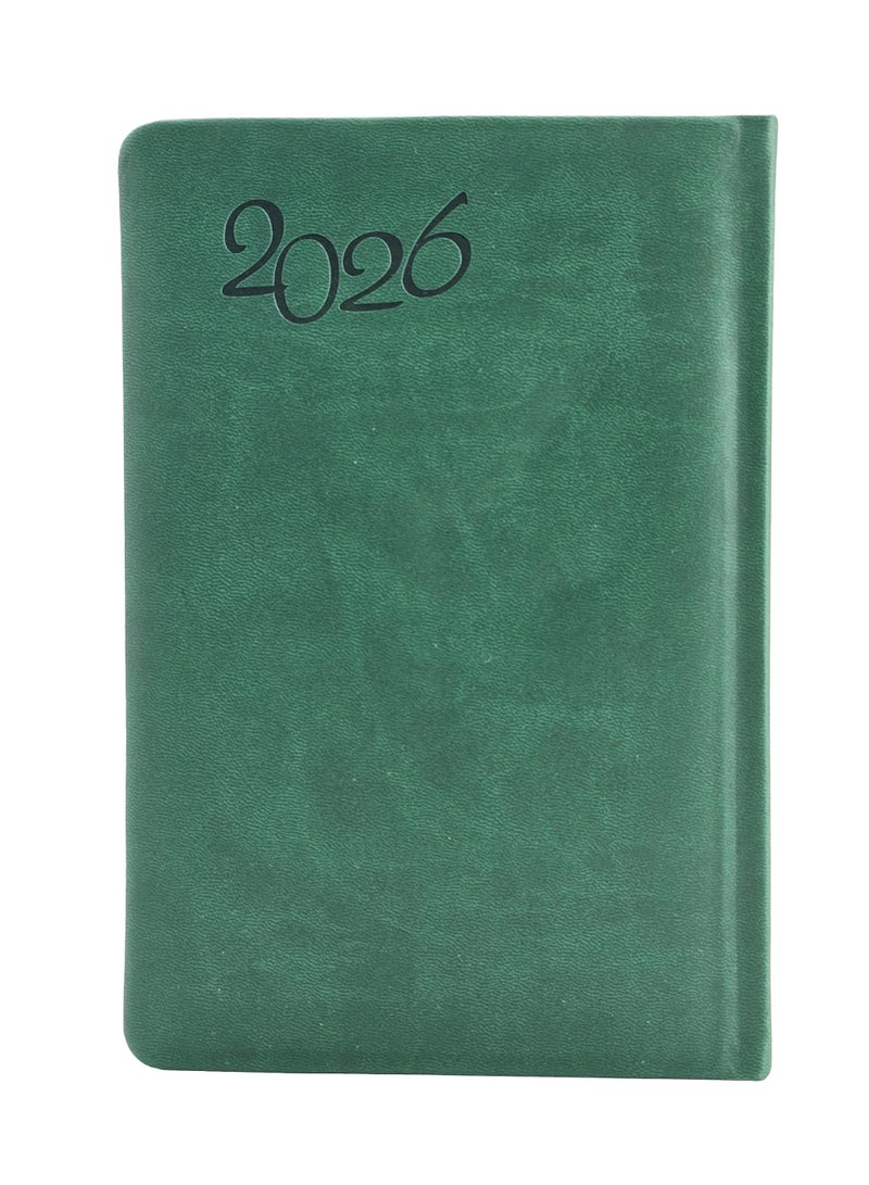 2026 Diary, A5 PU Leather, Daily Planner - Green - Image 1