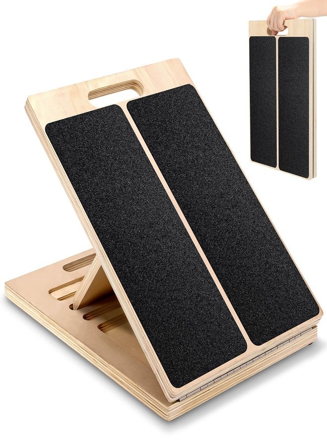 RSHEXJI Wooden Slant Board for Calf Stretching – Adjustable Incline Board for Squats, Ankle & Achilles Stretch, Physical Therapy Foot Stretcher, Non-Slip Wedge for Knees Over Toes, Balance & Mobility Training - Image 1