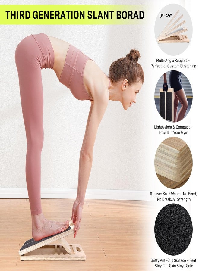 RSHEXJI Wooden Slant Board for Calf Stretching – Adjustable Incline Board for Squats, Ankle & Achilles Stretch, Physical Therapy Foot Stretcher, Non-Slip Wedge for Knees Over Toes, Balance & Mobility Training - Image 3