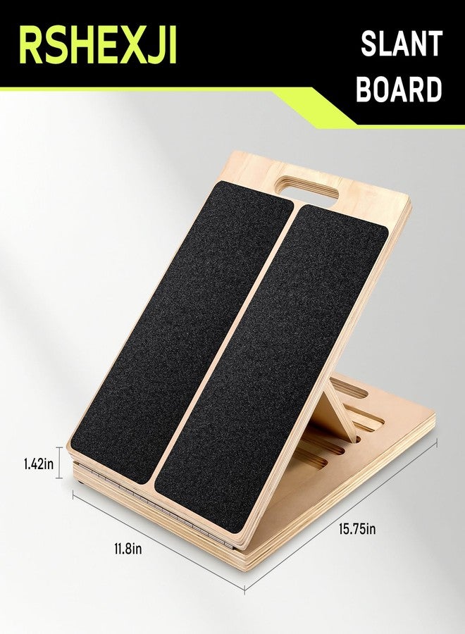 RSHEXJI Wooden Slant Board for Calf Stretching – Adjustable Incline Board for Squats, Ankle & Achilles Stretch, Physical Therapy Foot Stretcher, Non-Slip Wedge for Knees Over Toes, Balance & Mobility Training - Image 2