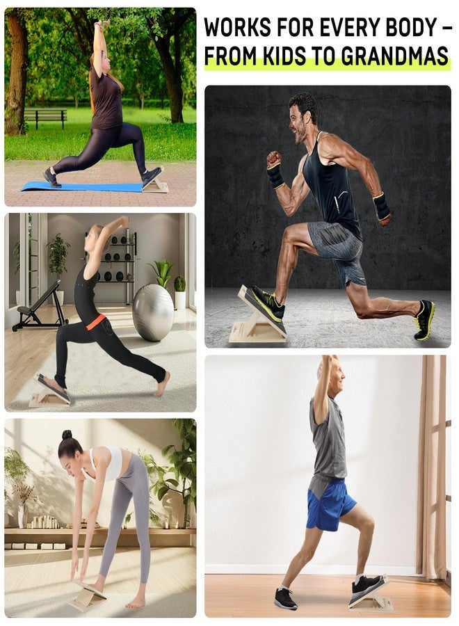 RSHEXJI Wooden Slant Board for Calf Stretching – Adjustable Incline Board for Squats, Ankle & Achilles Stretch, Physical Therapy Foot Stretcher, Non-Slip Wedge for Knees Over Toes, Balance & Mobility Training - Image 4