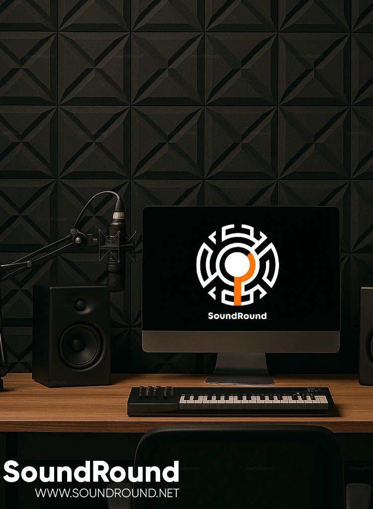 ساوند راوند ألواح الفوم الصوتي SoundRound مقاس 12×12×1 بوصة – عزل صوت احترافي بتصميم جيومتريك – للتحكم في الصدى ومعالجة السينما المنزلية – ألواح عالية الكثافة – 12 قطعة - لون رمادي غامق - Image 3
