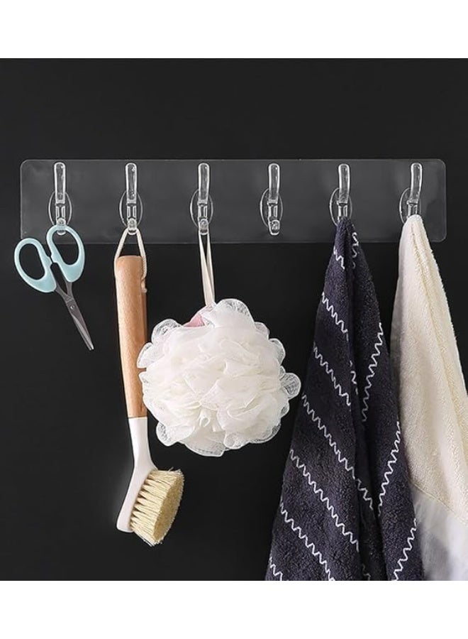 Self-adhesive transparent wall hook with 6 hooks for hanging kitchen and bathroom utensils - Image 1