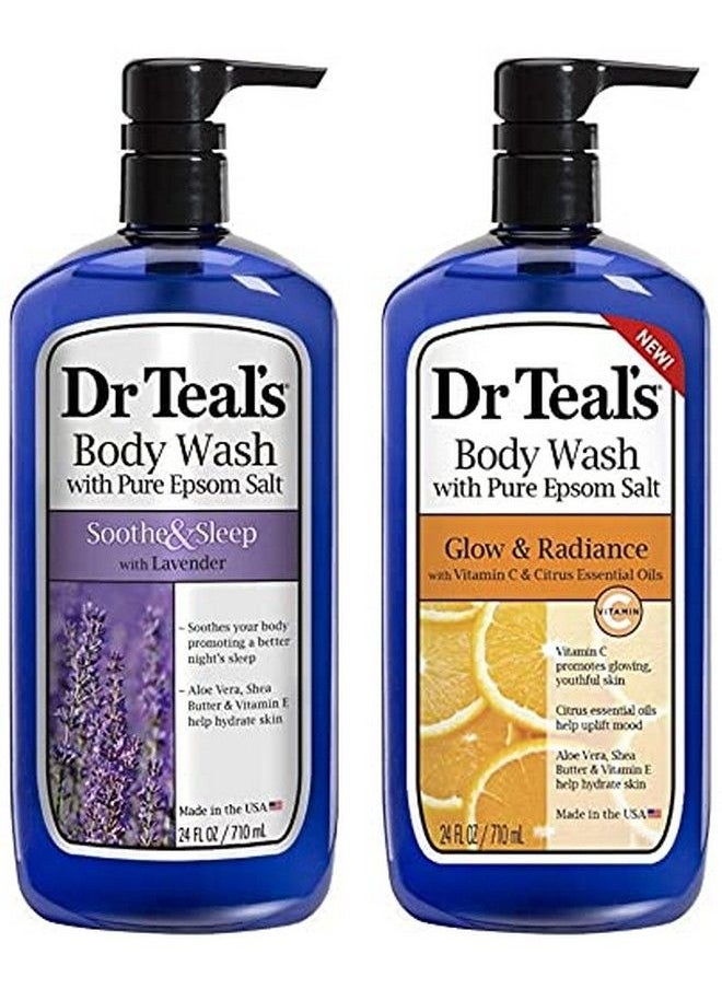 Dr Teal's - Body Wash Combo Pack (48 Fl Oz Total) Soothe & Sleep With Lavender And Glow & Radiance With Vitamin C & Citrus Essential Oils. Treat Your Skin Your Senses And Your Stress. - Image 1