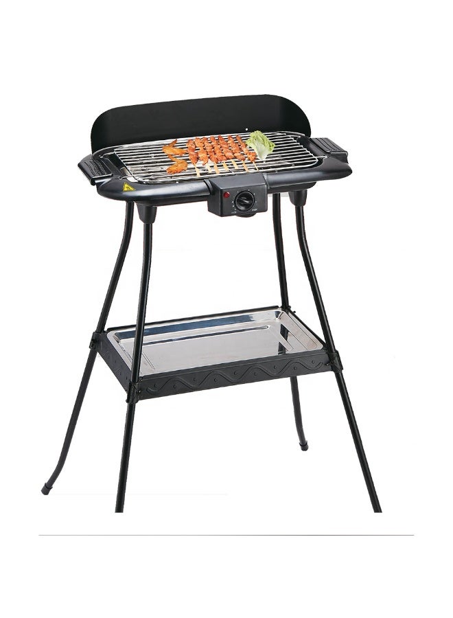 DENX DX3438 Electric Barbecue Grill 2000W with Freestanding Legs, Adjustable Heat Control, Stainless Steel Cooking Rack, Lower Serving and Storage Tray, Wind Deflector, Easy Cleaning and Spacious Cooking Surface for BBQ Parties - Image 4