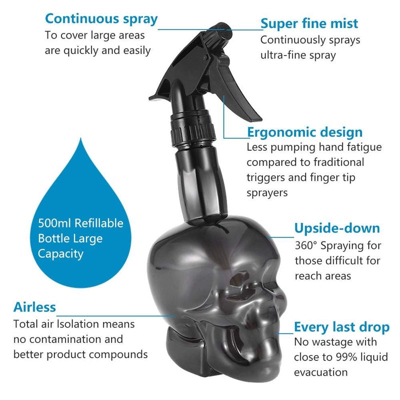 cheekyglo Hairdressing Spray Bottle, Salon Barber Hair Tools Water Sprayer Refillable Skuff Hair Salon Water Mist Sprayer 500ml(black) black - Image 5