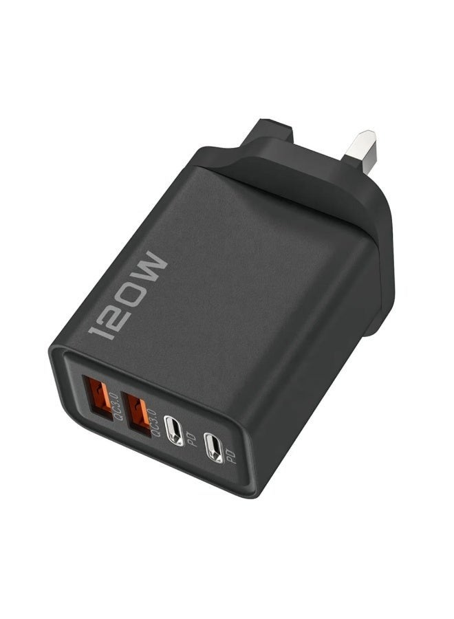 120W 4 PORTS FAST CHARGING USB TYPE C QC3.0 WALL CHARGGER TRAVEL ADAPTER FOR LAPTOP MOBILE PHONE