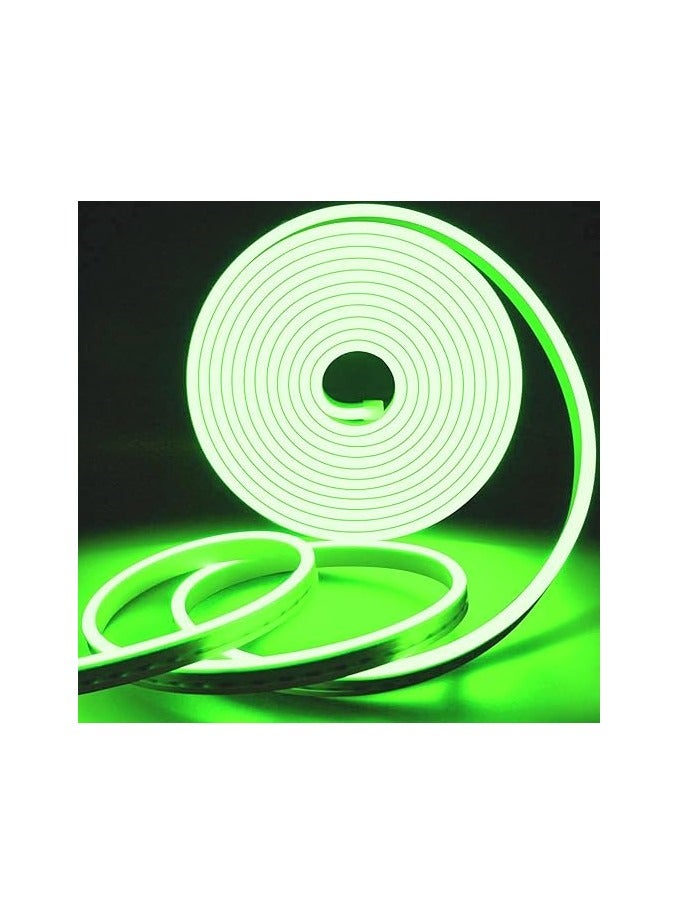 شريط إضاءة LED رفيع للغاية عالي الجودة مرن شريط قابل للقص، فائق السطوع مقاوم للماء والغبار، 5 ملم 12 فولت، شريط اضاءة LED  لون اخضر .  10 متر + ادبتور