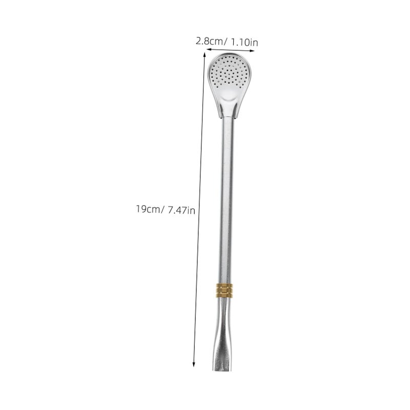 5pcs Stainless Steel Strainer Spoon and Mixing Straw Set for Tea and Dessert Stirring - Image 3