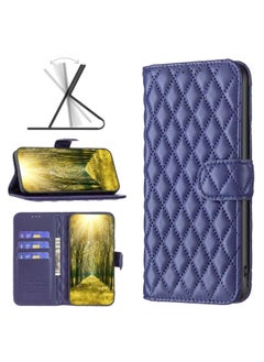 HuHa Case Cover For OPPO A72 / A52 / A92 Diamond Lattice Wallet Leather Flip Phone Case Blue 