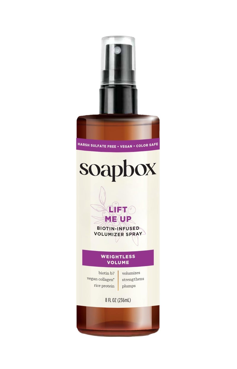 Soapbox Lift Me Up Volumizing Hair Treatment, Lightweight Volumizing Hairspray with Biotin, Natural Volume Spray for Hair, Harsh Sulfate Free, Silicone Free, Color Safe, and Vegan Products, 8 Ounces - Image 1