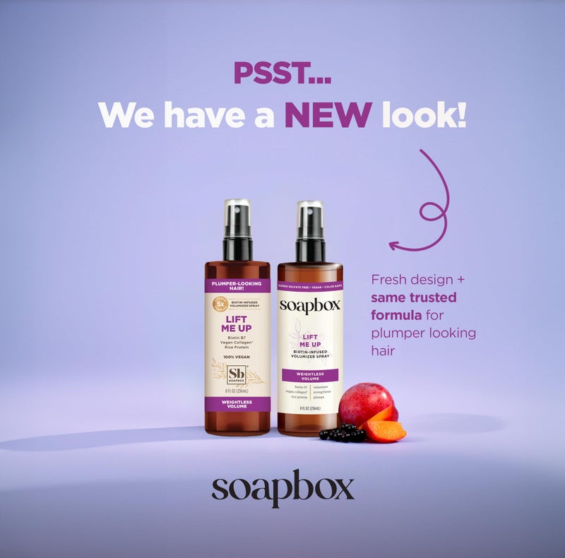 Soapbox Lift Me Up Volumizing Hair Treatment, Lightweight Volumizing Hairspray with Biotin, Natural Volume Spray for Hair, Harsh Sulfate Free, Silicone Free, Color Safe, and Vegan Products, 8 Ounces - Image 3