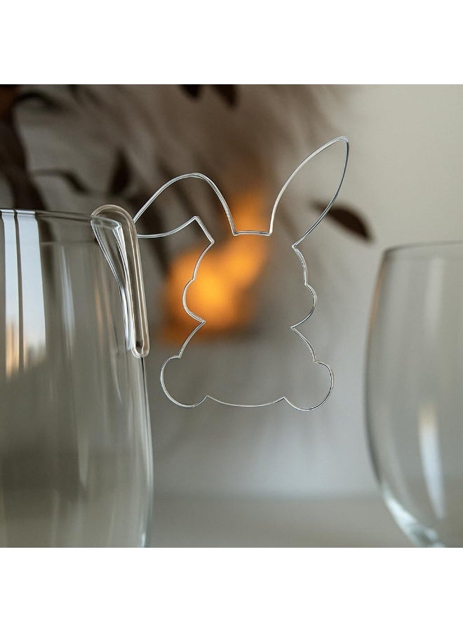 Horoof Home Personalized clear Easter Bunny Drink Tags – Set of 3 Custom Acrylic Glass Charms - Image 1