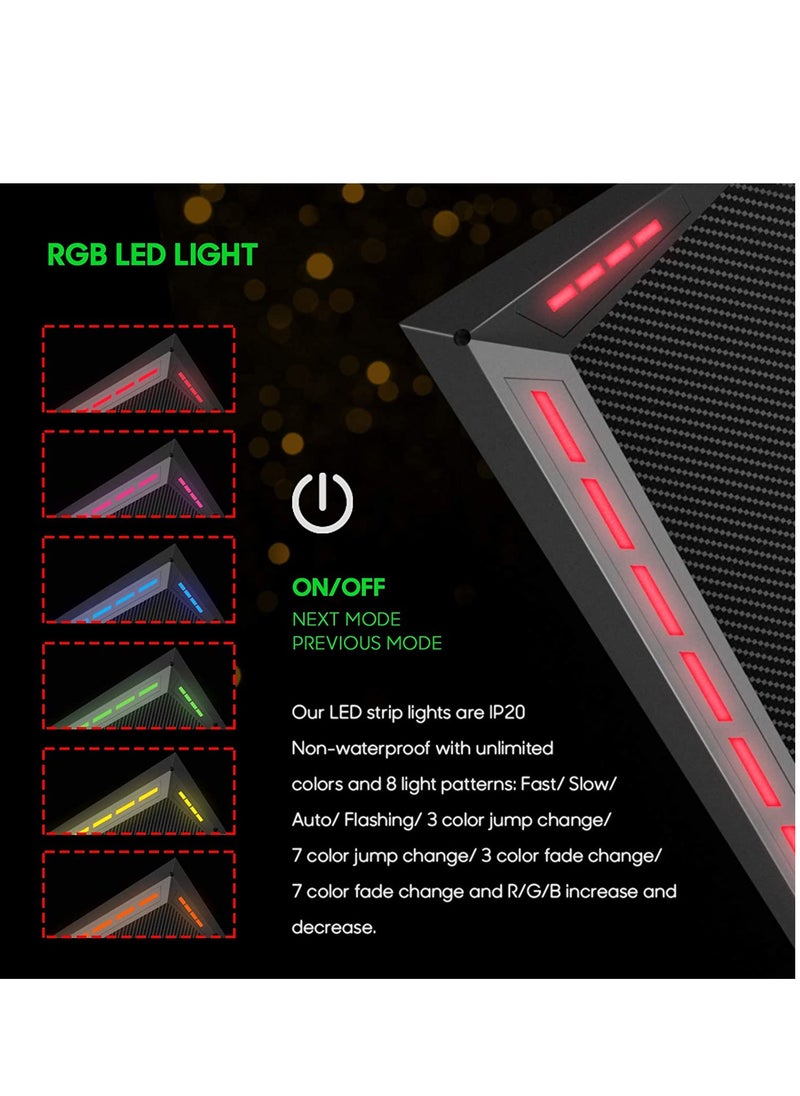 تشولوفز - مكتب ألعاب مزود بأضواء LED RGB مقاس 110 سم مكتب كمبيوتر شخصي على شكل حرف Y طاولة مكتب كمبيوتر منزلية مع مقبض وحامل أكواب وخطاف سماعة الرأس - Image 1