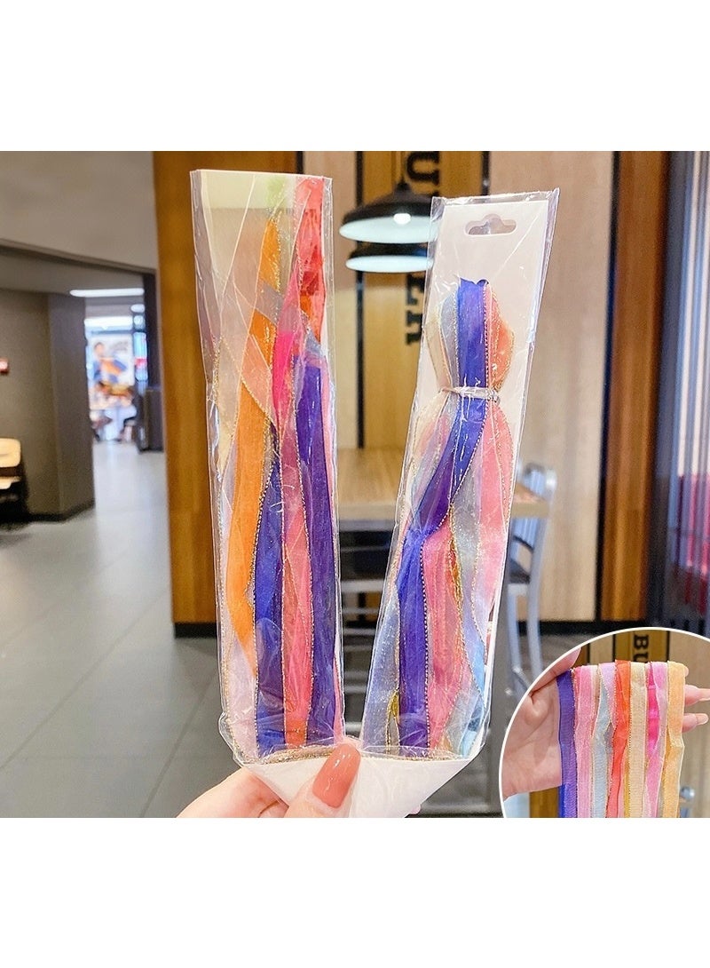 JAYATO Colorful braided hair ribbons for children - a set of colorful braided hair accessories for creating colorful braids. Hair ribbons with colorful strings for tying braids. Creative hair ties with 30 strands. - Image 2