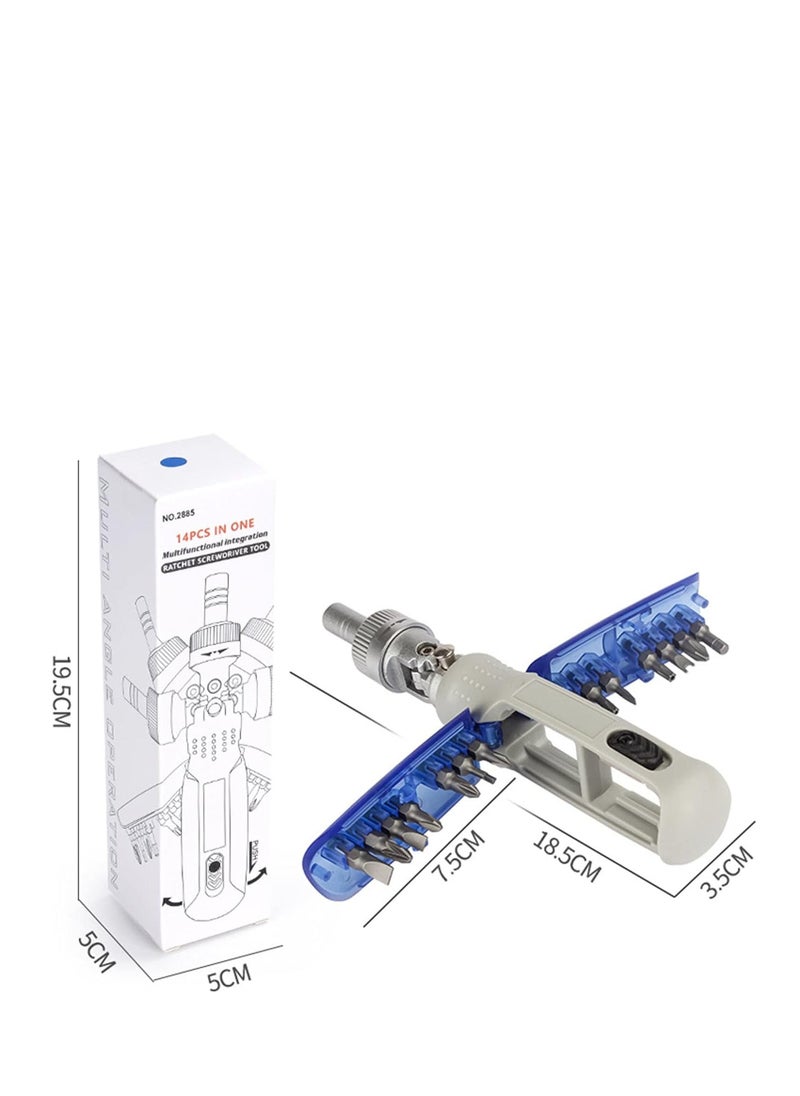 Y&D - 14 in 1 Multi Screwdriver, Bit Magnetic Screwdriver Repair Tool, Ratchet and Adjustable Rotary Angle for DIY, Home, Work - Image 1